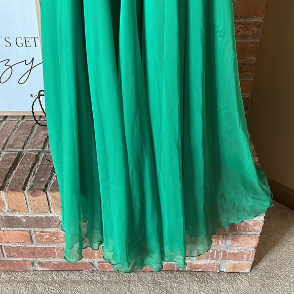 Sherri Hill Emerald Jeweled Long Strapless Dress - Picture 6 of 7